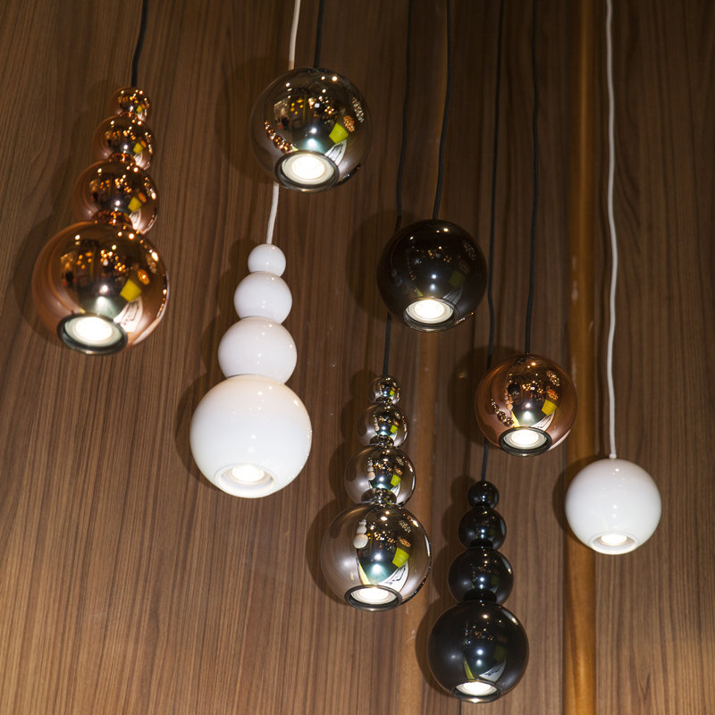 Chrome Globe Pendant Light with Braided Cable