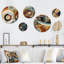 Décoration murale géométrique moderne en métal orange et bleu