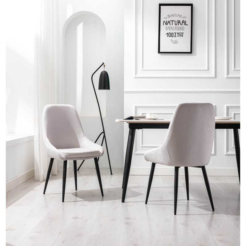 46cm H Velvet Upholstered Side Chair, Grey