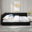 Upholstered Daybed With Comfortable Backrest And Armrests, Vertical Striped Design-1015285228