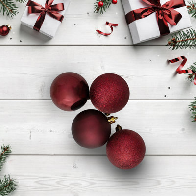 Shatterproof 4-Finish Christmas Ball Ornaments 4" (100mm)