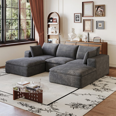 102" Cloud Sofa,Deep Seat Couches,Double-layer design,Removable  Cushion,No Assembly, DIY Combination for Living room, Bedroom,Conference room ,Apartment