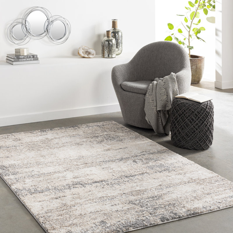 Tapis gris/zone kaki abstract Aderyn, Rectangle 5 pi 3 po x 7 pi 3 po