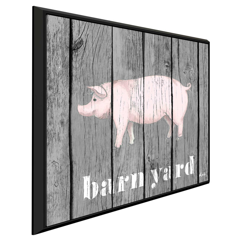 «Barnyard Pig», impression, H 28 po x l 28 po x P 2 po, Cadre flottant noir