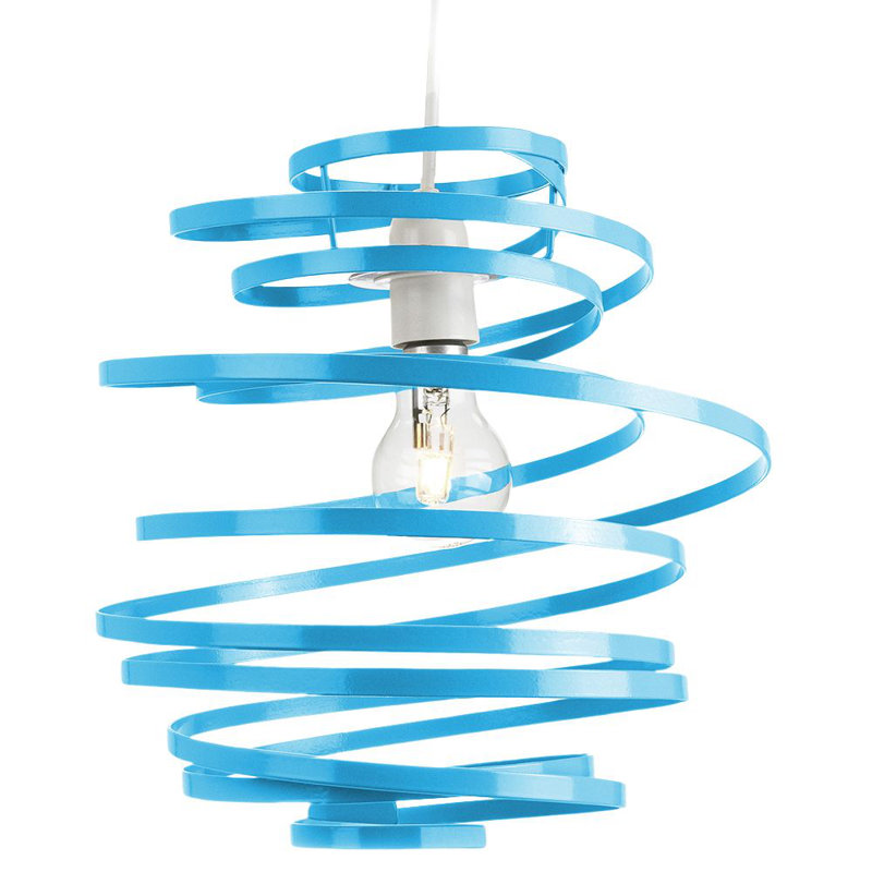 Contemporary Gloss Double Ribbon Spiral Swirl Ceiling Light Pendant, Teal