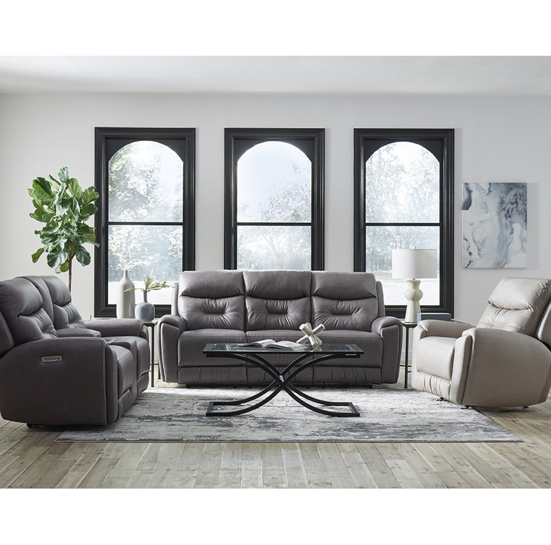 Canapé inclinable à accoudoirs arrondis 90 po, Mélange de polyester gris