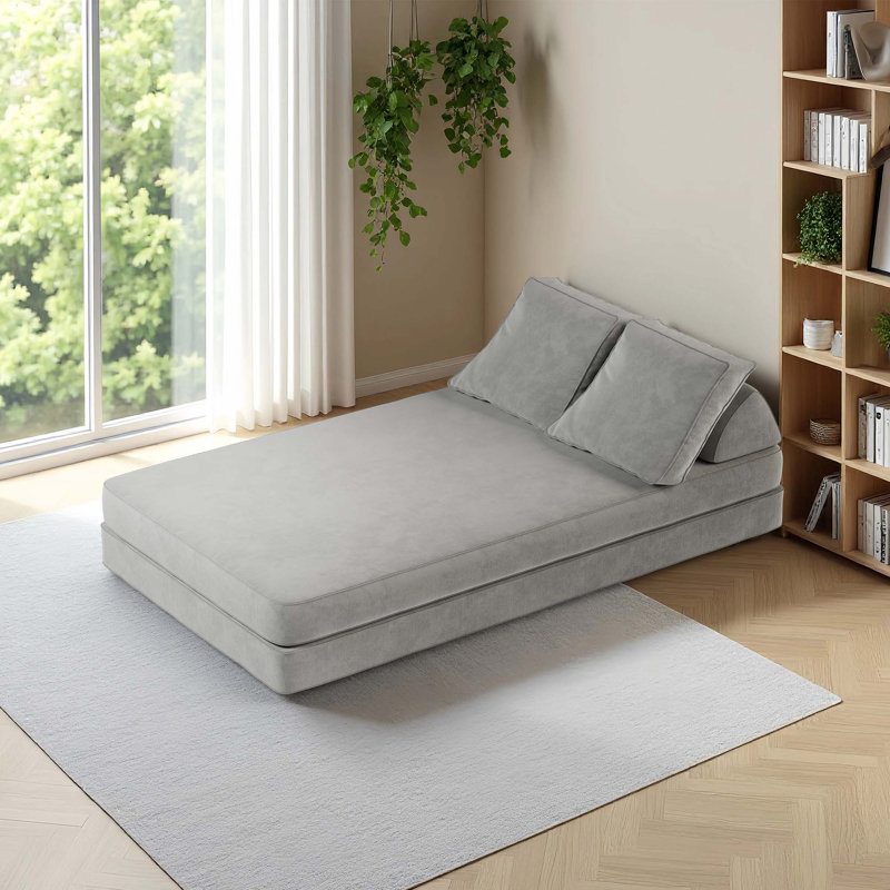 Canapé multifonctionnel en chenille Boneless 86,5 pouces, Gris clair