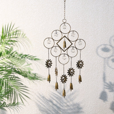 33.7in. Long Bohemian Style Metal Chobe Wind Chimes with Sun & Stars