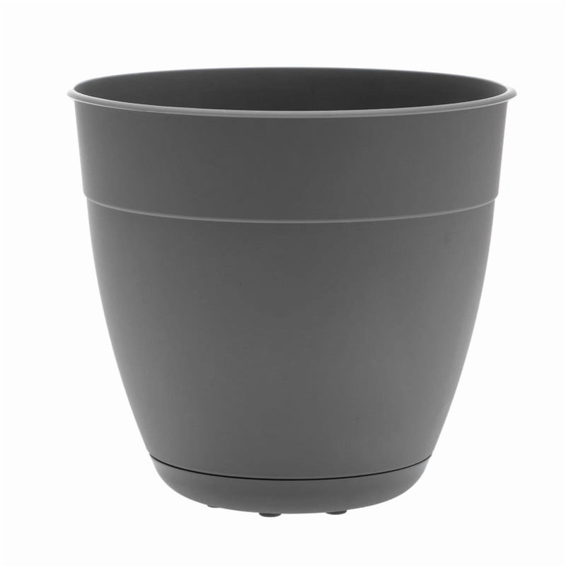Elaena Recycled Plastic Pot Planter with c, 11" H x 12" W x 12" D, Charcoal