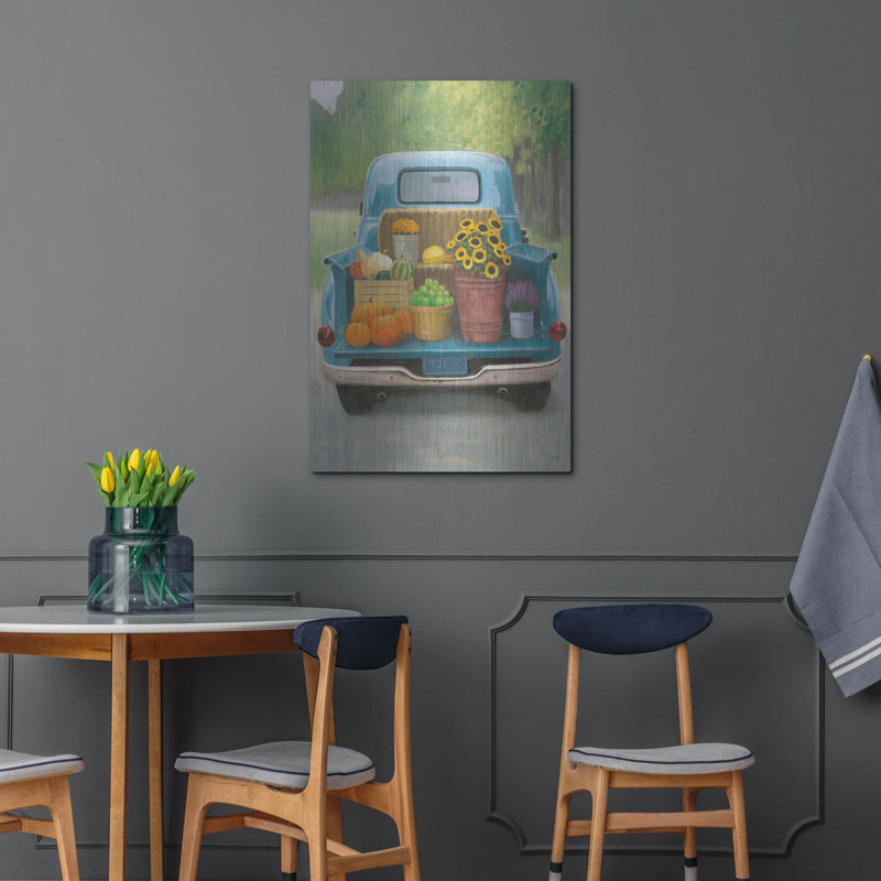 «Fall Bounty 3 Truck» par James Wiens, art mural en métal, H 36 po x l 24 po