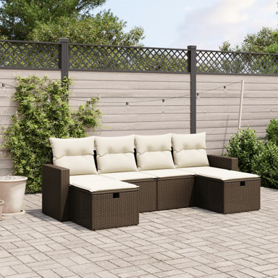 Ensemble de canapé de jardin Vidaxl en poly rotin brun, acier thermolaqué grand