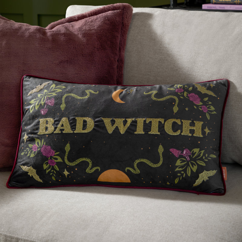 Rectangular Cushion, Polyester Only Cover, Black Bad Witch