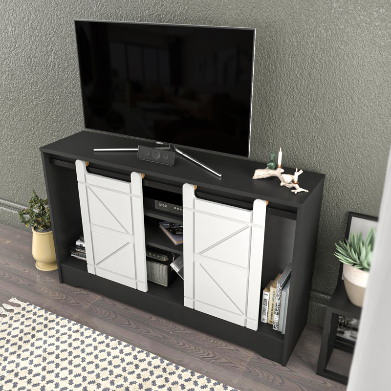 Decara 55" TV Stand For Tvs Up To 65", Dark Gray/White