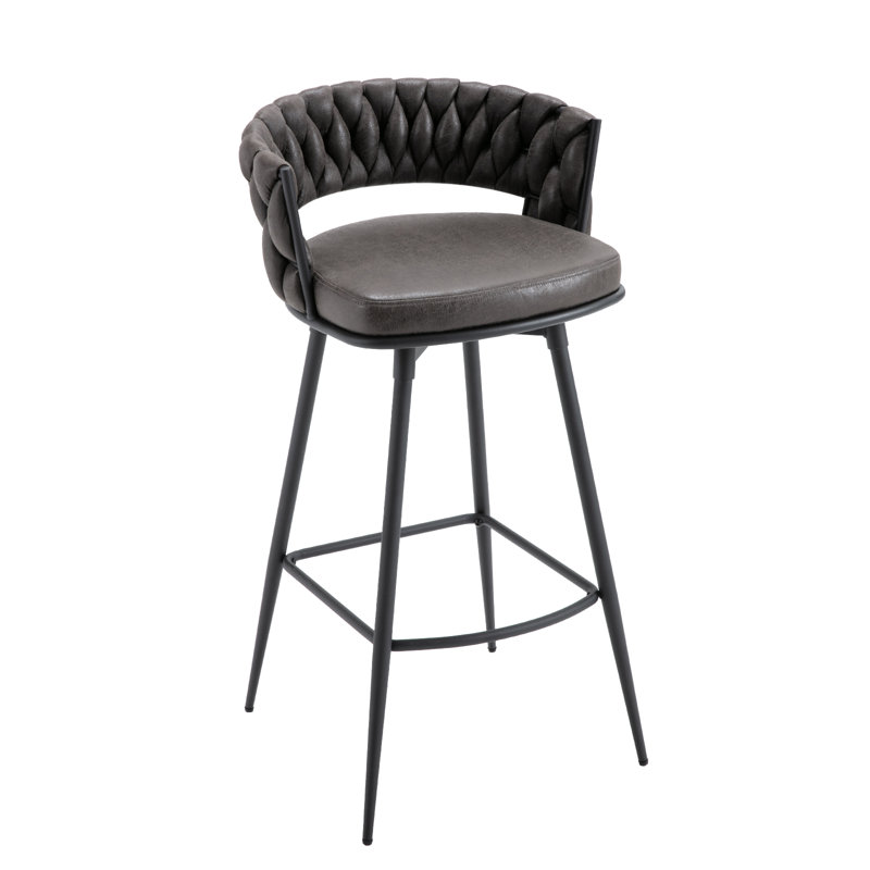 Kymberlynn Swivel Upholstered Low Back Bar & Counter Stool With Metal Frame
