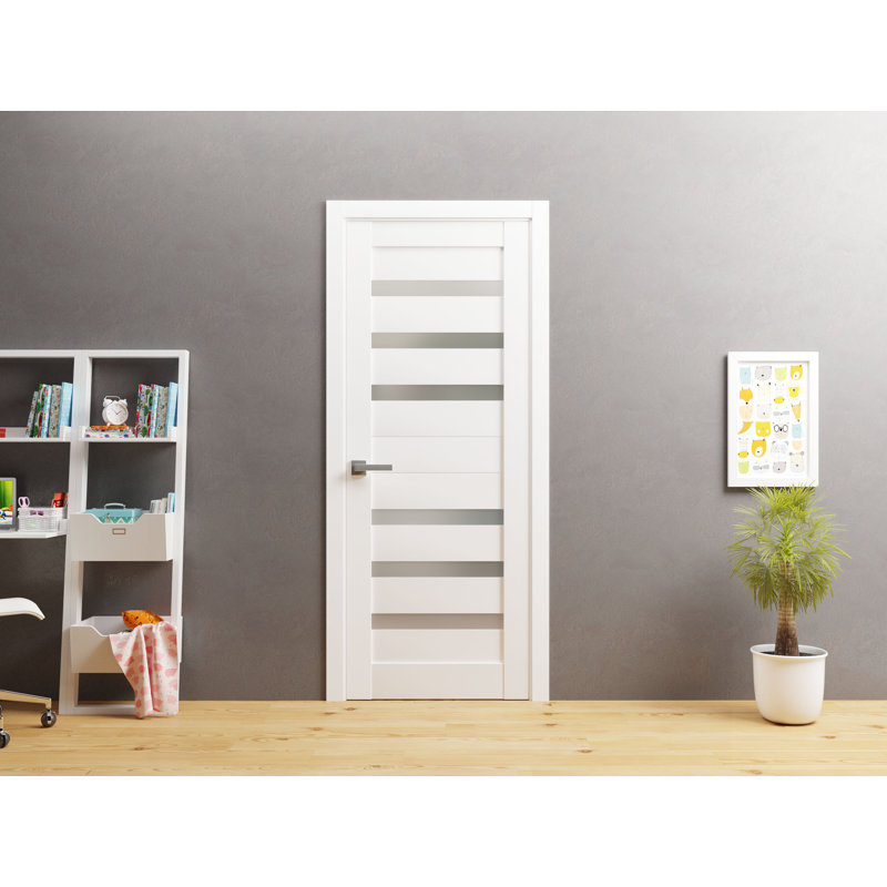 Porte-fenêtre en verre givré massif | Quadro 4266 | Poignée simple à panneau régulier | Portes de salle de bain robustes
