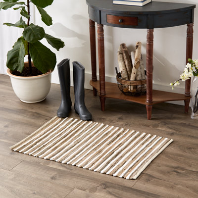 TAPIS DE CHINDI EN COTON TAUPE SLIM STRIPE 2X3
