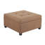 Repose-pieds carré de 35 po en similicuir brun avec tabouret et banc rembourré avec rangement caché | Idée cadeau-1386930107