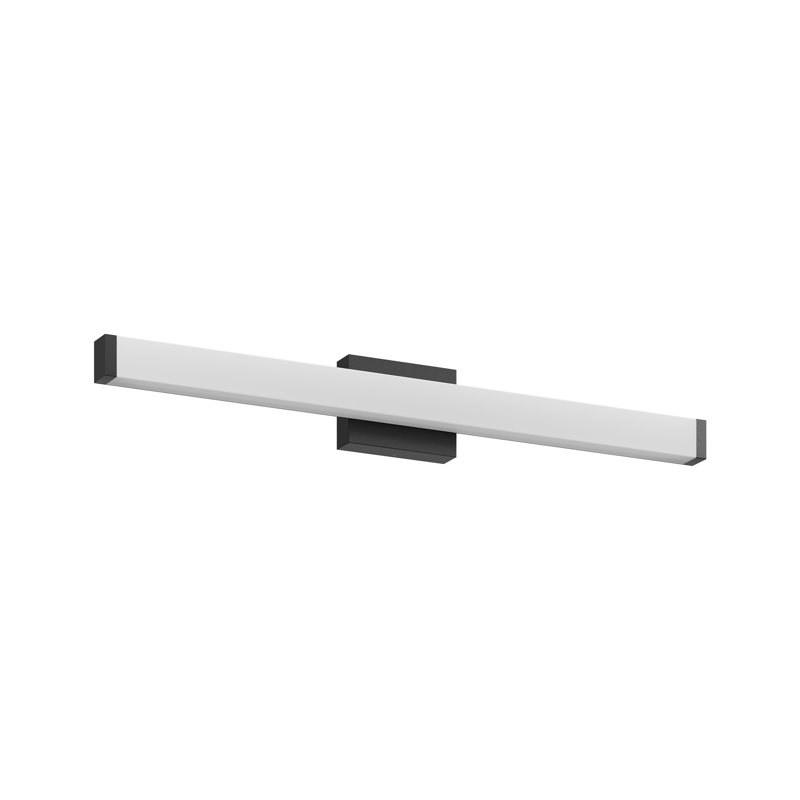 Applique murale pour salle de bain moderne à DEL, H 2,8 po x l 32,7 po x P 4,3 po, Noir mat, 18 W