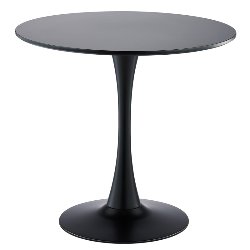 Amelia-Lillie Round Pedestal Dining Table, Black, 28.74" H x 31.5" L x 31.5" W, Black