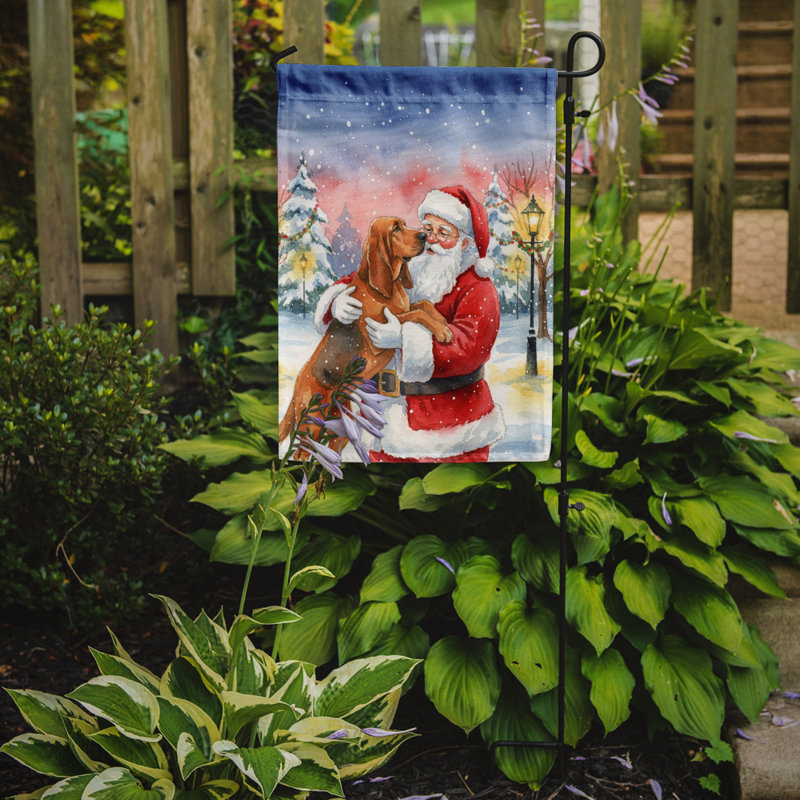 Chien de sang avec le drapeau du jardin du père Noël, Taille du jardin, Limier