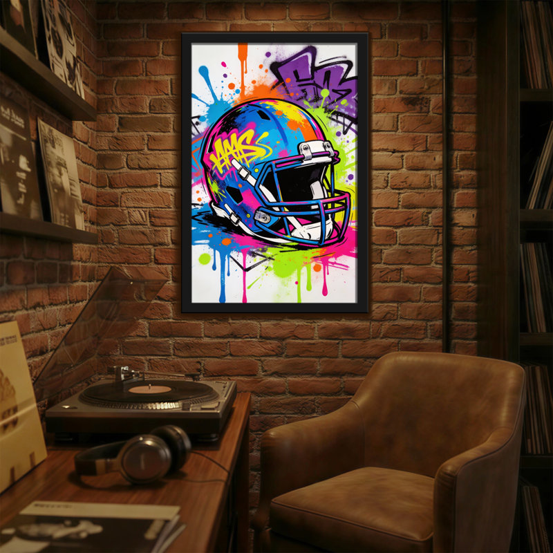 Casque coloré à la mode, impression d'art graffiti, H 30 po x l 20 po