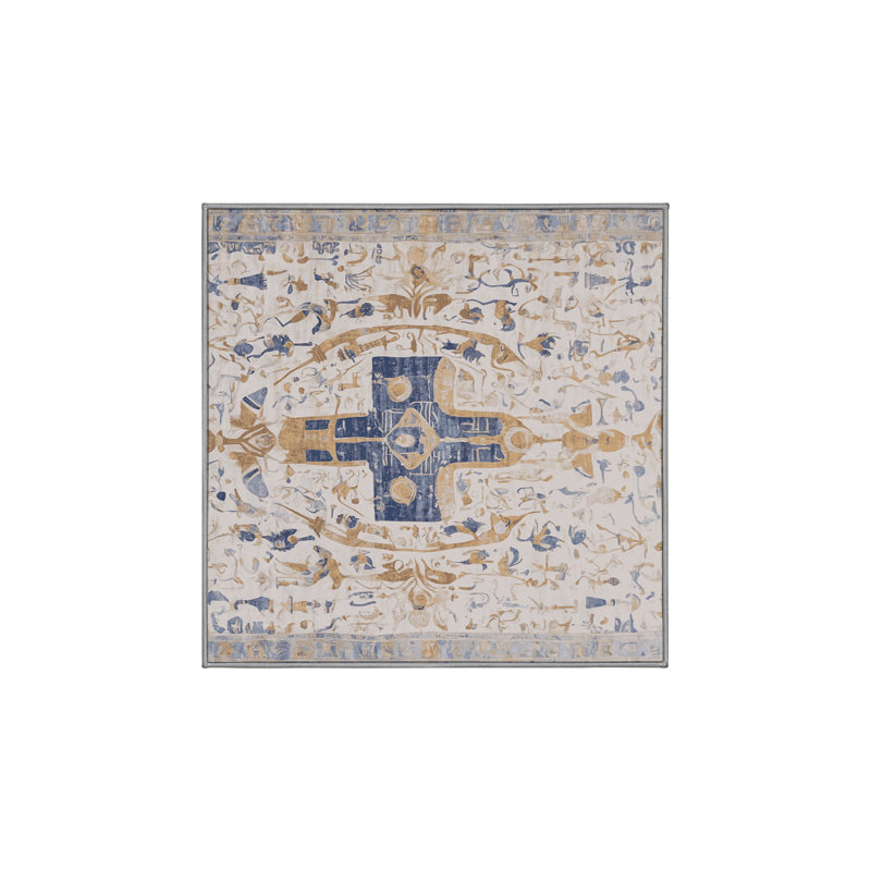 Tapis gris lavable à la machine, Carré 5 pi