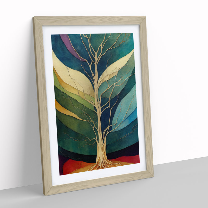 Colourful Tree Leaves No.3 Abstract - Single Picture Frame Print, Oak, 64cm H x 46cm W x 2cm D