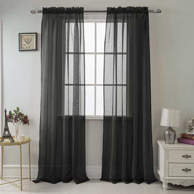 Panneau de rideau transparent simple de couleur unie avec passe-tringle Landose