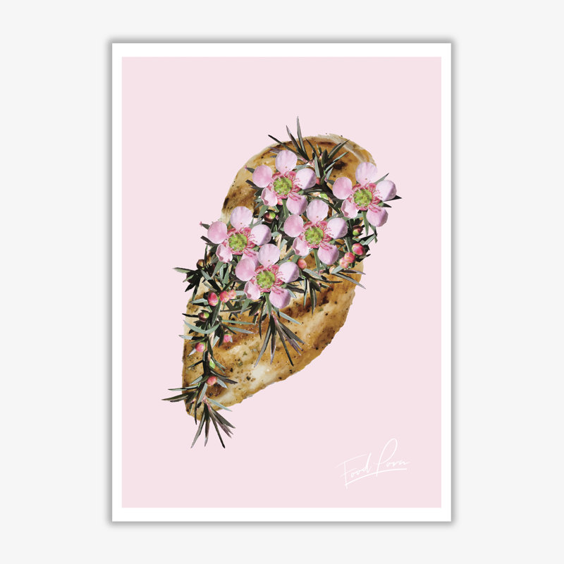 Chicken Floral Food Porn - Painting, 30 cm H x 21 cm W x 1 cm D, No Frame