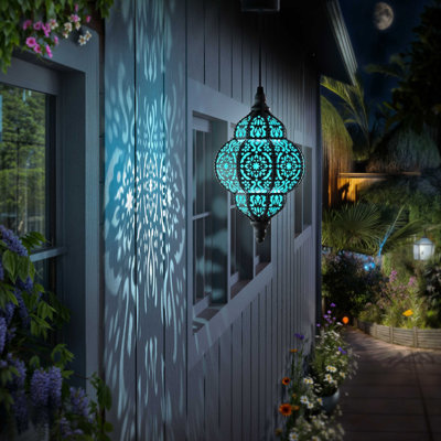 1 Pack Hanging Solar Lights Outdoor Garden Decor Solar Lantern Waterproof Plastic Moroccan Outdoor Decorations for Patio
