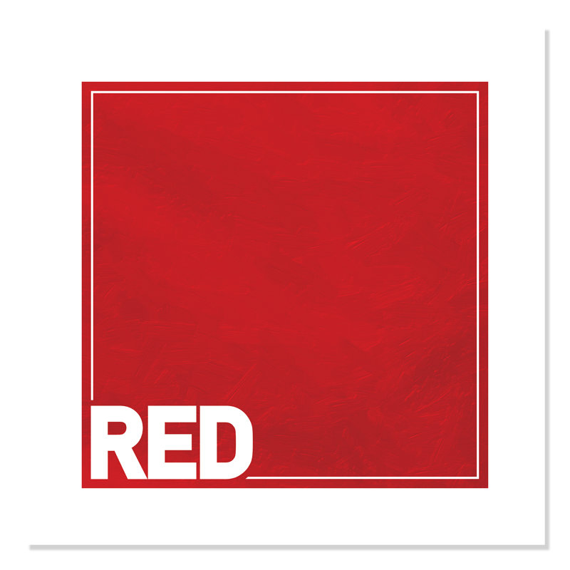 Impression sur papier roulé rouge, H 31 po x l 31 po x P 1 po