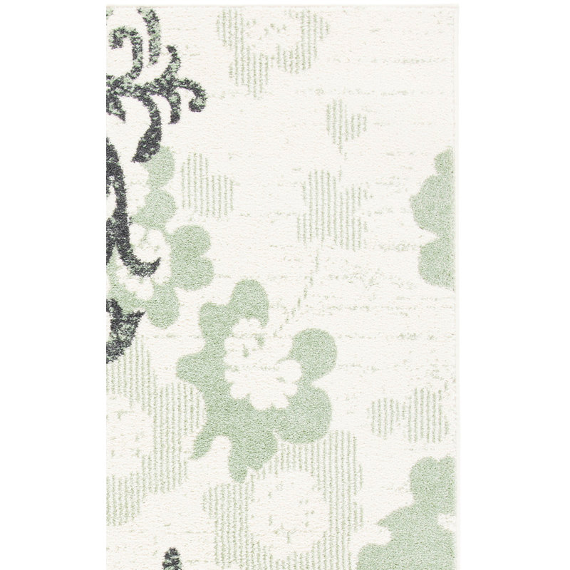 Tapis ivoire / vert / noir Agathla, Tapis de couloir 2 pi 6 po x 8 pi