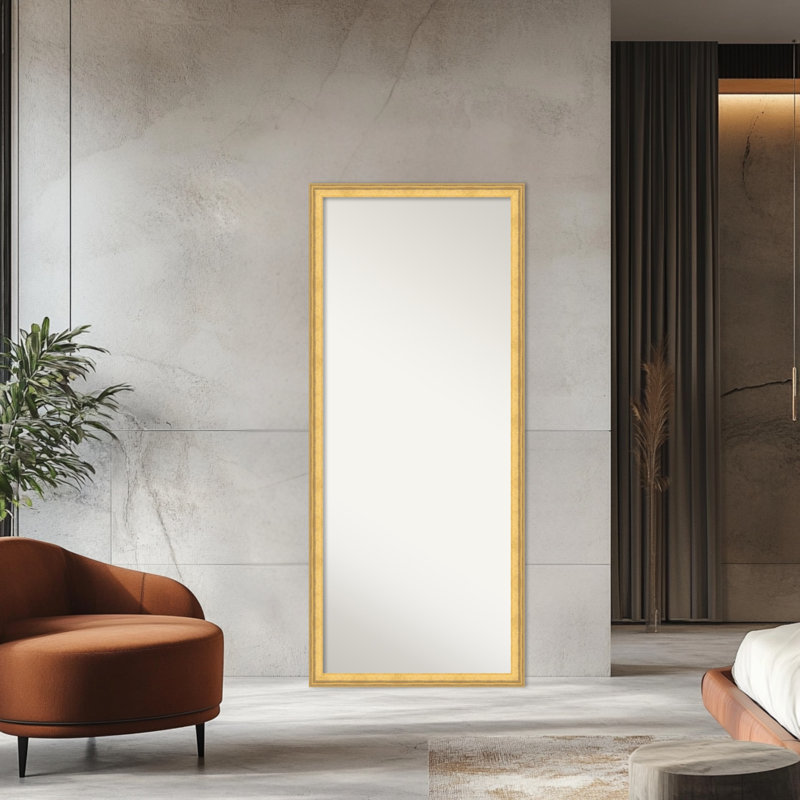 Non-Beveled Wood Full Length Mirror, Owen Gold Frame - Floor Mirror, Wall Mirror