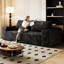 63 po 2 places confortable, tissu en velours côtelé, peau, sans assemblage, noir, idéal pour les espaces de vie, coussin en mousse haute densité, style moderne, soutien du dos ergonomique et confortable, éponge, appartement de conférence design
