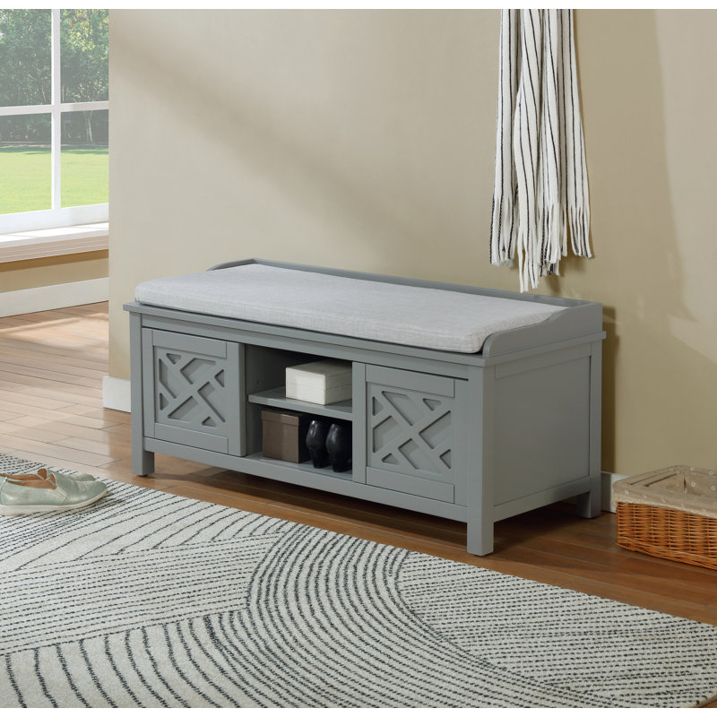Lund Upholstered Storage Bench, Grey