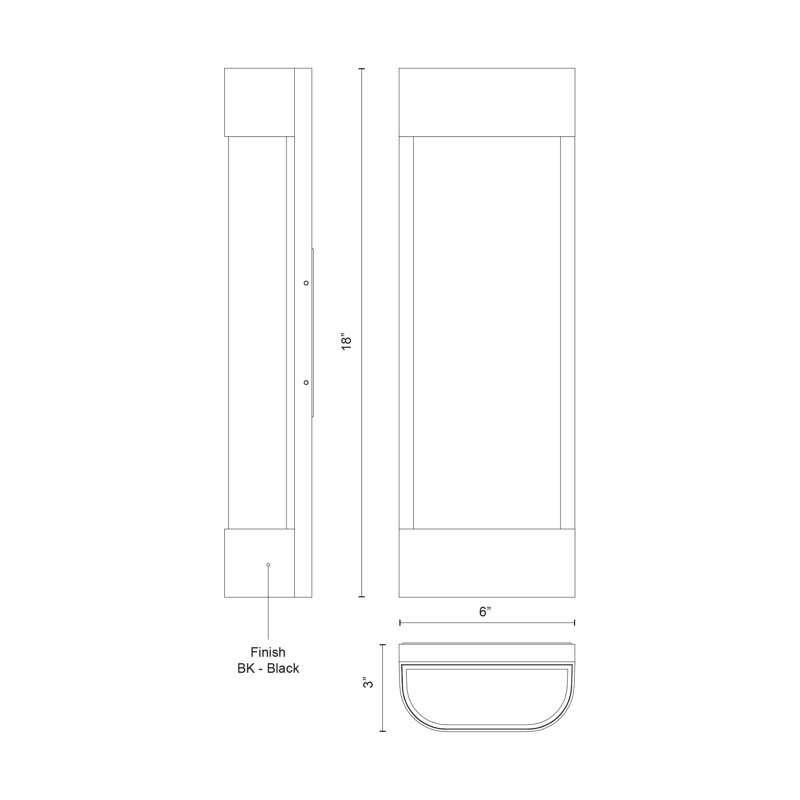 Moondew 1 - Light LED Outdoor Flush Mount, 18" H x 6" W x 3" D, 25 W