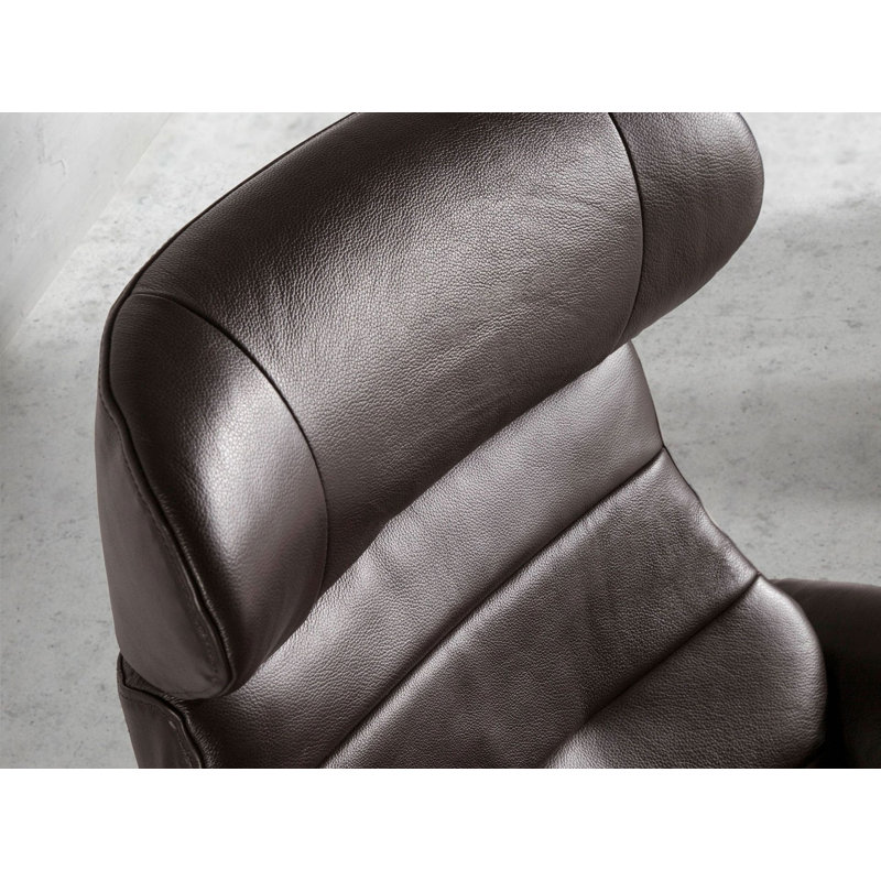 Chocolate  leather swivel recliner armchair, Black