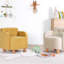 Fauteuil à oreilles pour enfants, couleur crème, 20,1 po x 18,5 po x 20,9 po | Revêtement 100% coton, éponge orthopédique 35 pouces de 2,8 pouces, pieds en bois robustes | Style bohémien et scandinave, parfait pour la salle de jeux et la chambre de -739057892