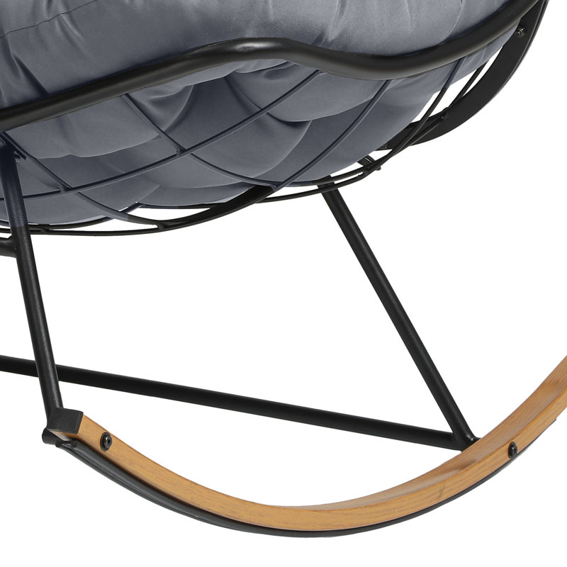 Chaise berçante d'extérieur en métal Kynzli, Navy