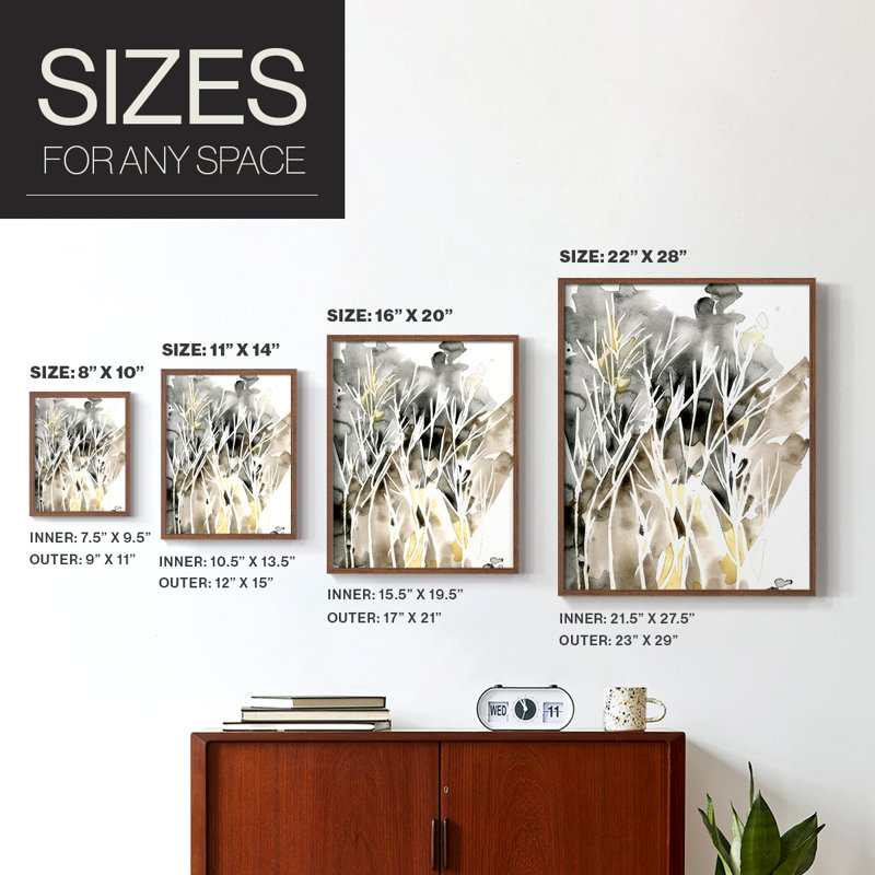 «Wispy Weeds II», reproduction encadrée - bois massif, Noyer, H 21 po x l 17 po