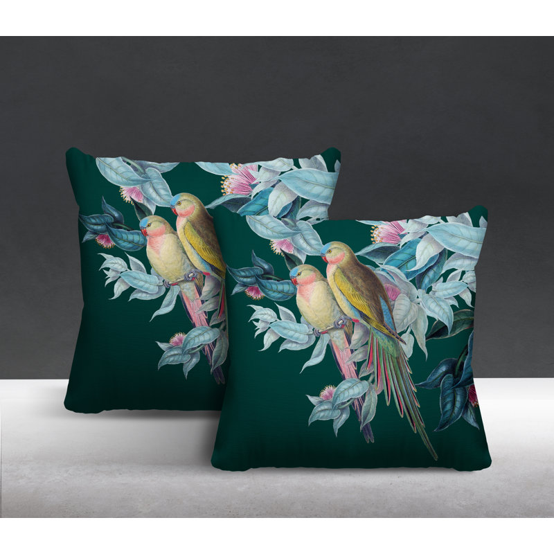 Housse et insert de coussin carré intérieur / extérieur Padmini, L 19 po x H 19 po, Émeraude
