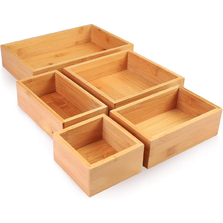 4-Piece Bamboo Expandable Drawer Organizer and Box Set – Seville Classics