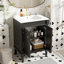 Armoire de salle de bain à simple cuve 24 po 24 po, finition noire, grande capacité de rangement moderne avec lavabo, 24 po, rectangulaire fonctionnel-130629193