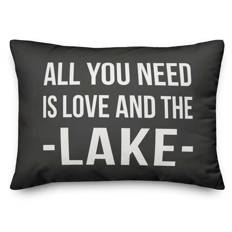 Textual Outdoor Throw Pillow, Charcoal