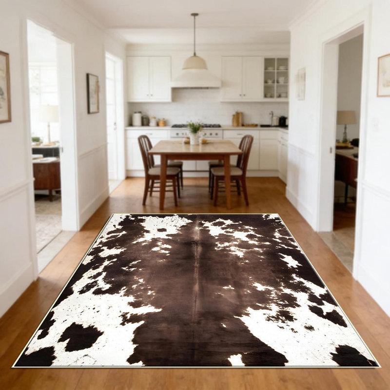 browncowhideprintarearugsforLivingRoom,SoftandComfortable,Suitableforallseasons,easy-to-maintain,machinewashableIndoorfloormat,UnderTableFarmhousesuitablefordiningroom,bedroom,kitchen,entryway,homeoffice,backyardpatio,HomeDecor,OutdoorDecor.