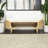 Aubie Brown Rattan Handmade Oval Bench with White Fabric Cushion