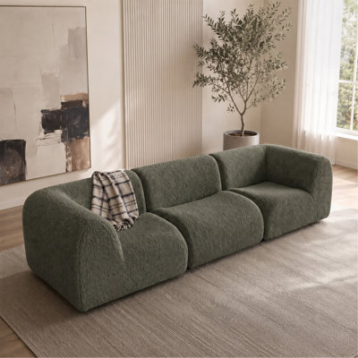 Canapé modulaire incurvé à 3 places de 110,24 po de hauteur, avec selle bouclée moderne Sherpa