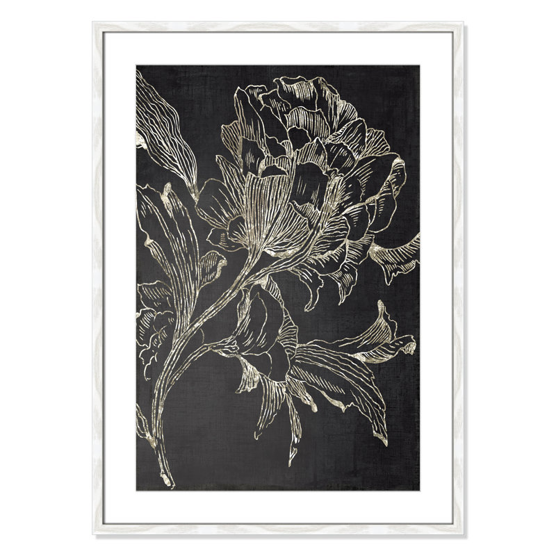 Clarendon Golden Flower Folklore I by Asia Jensen - Picture Frame Graphic Art Print, White Framed, 35.5" H x 25.5" W