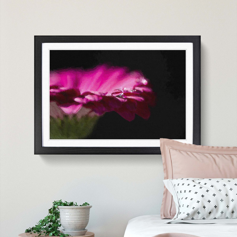 Pink Gerbera Flower - Picture Frame Painting Print, 27cm H x 36cm W x 2cm D, Black Framed