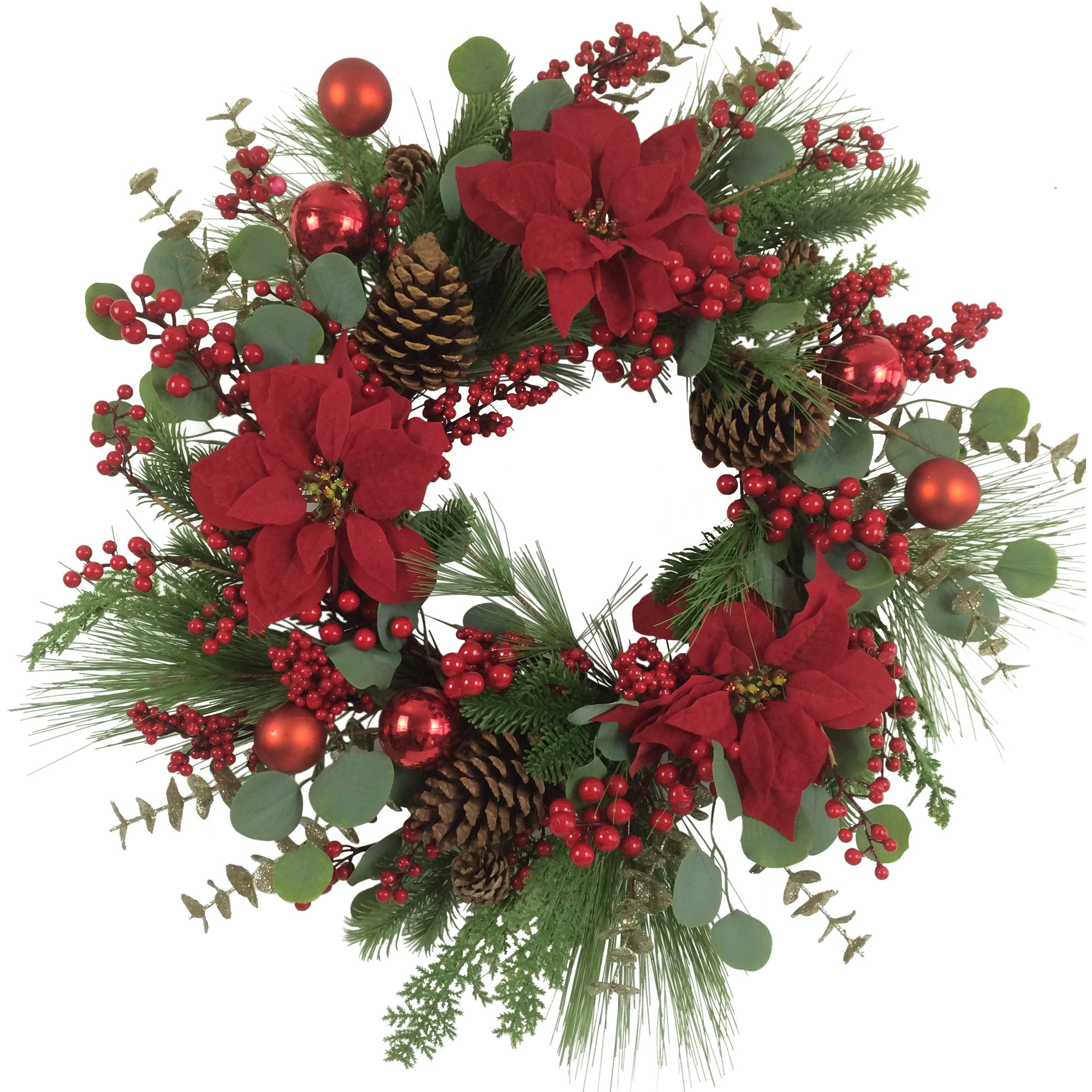 Northlight Seasonal Artificial Red Berry and Poinsettia Christmas ...